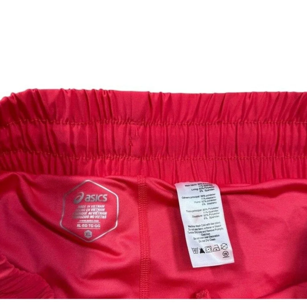 ASICS 2 In 1 Running Shorts Womens Size XL Liner Biker Back Pocket Pink Red NWT